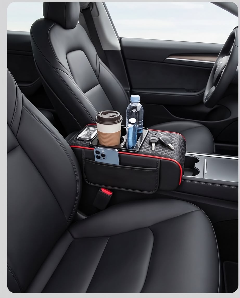 Premium Car Armrest Console Box with Dual Cup Holders & Storage