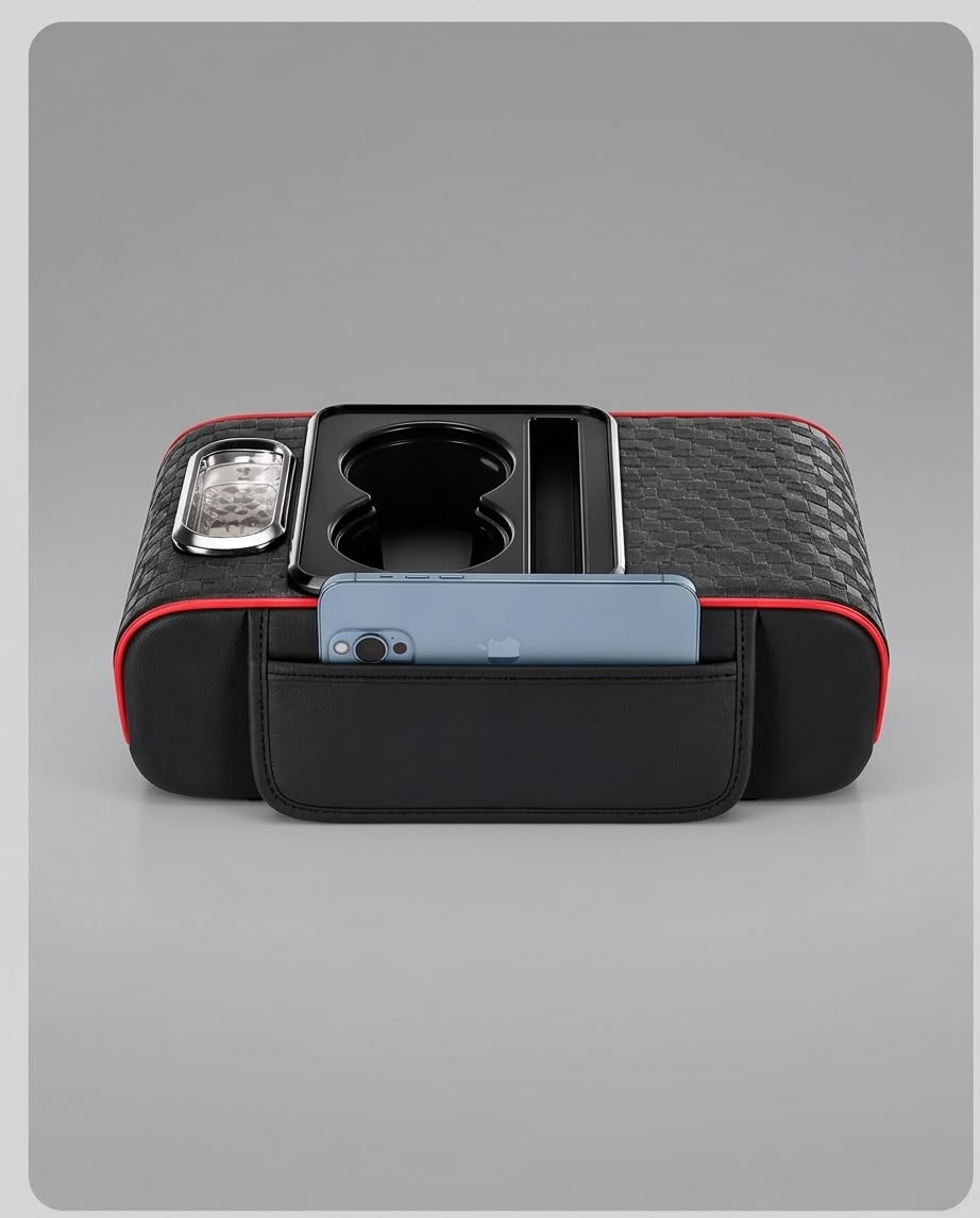 Premium Car Armrest Console Box with Dual Cup Holders & Storage