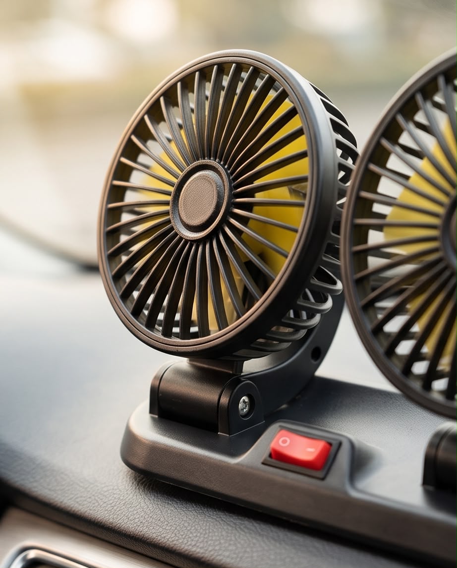 Triple Head Car Dashboard Fan – 3-Speed USB Cooling Fan